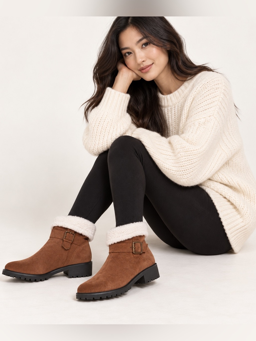 Cole Haan Womens Quiana Suede Faux Fur Waterproof BOOTS Shoes W15744. Size 8